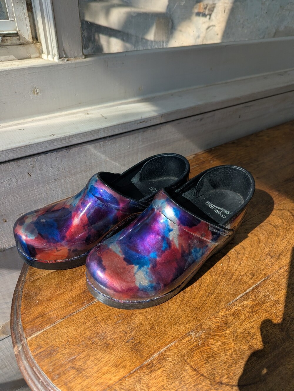 Dansko Colorful Tie-Dye Slip-On Clogs